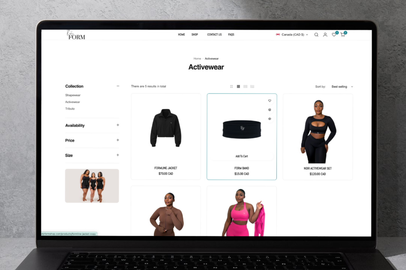 the body form activewear page
